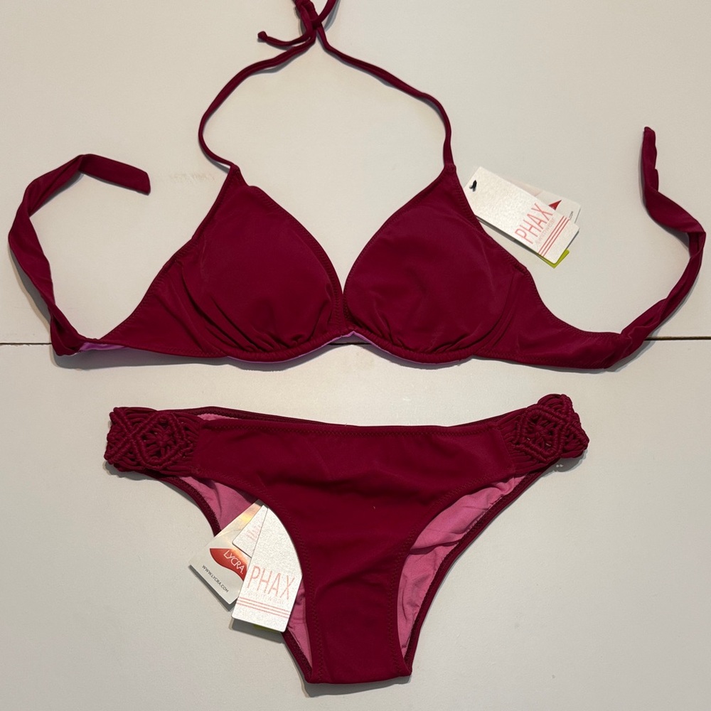 Phax bikini Burgundy Bikini Set NWT top is a medium bottoms a small